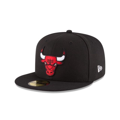 Black Chicago Bulls Hat - New Era NBA Team Color 59FIFTY Fitted Caps USA6573940